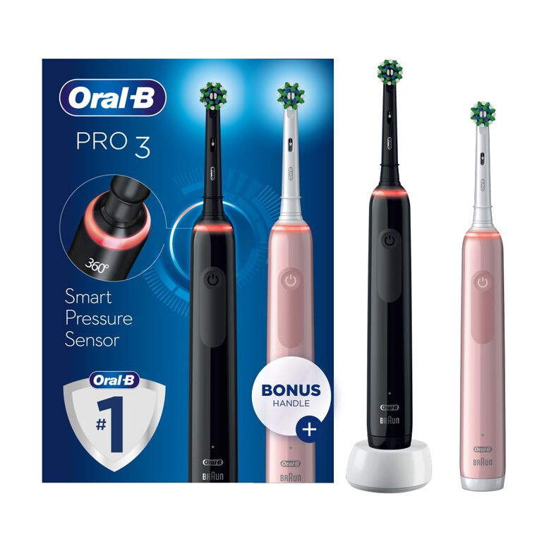 Oral-B Pro 3 3900 Duo Pack Toothbrushes, , hi-res